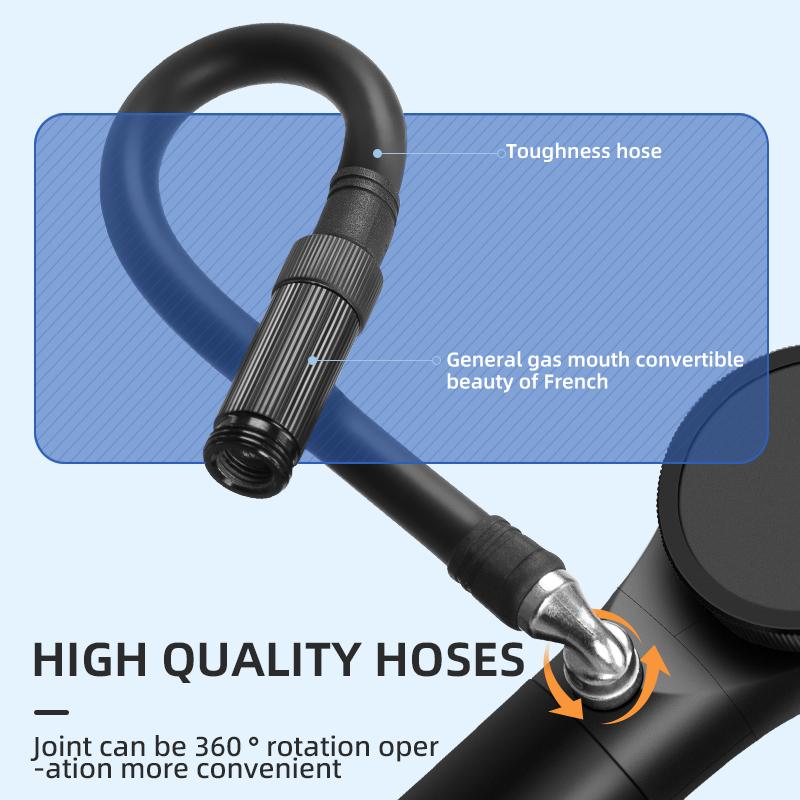 ROCKBROS Bicycle Pump 320PSI High Pressure Two-stroke Portable With Electronic Pressure Gauge Inflator MTB Road Bike Accessories