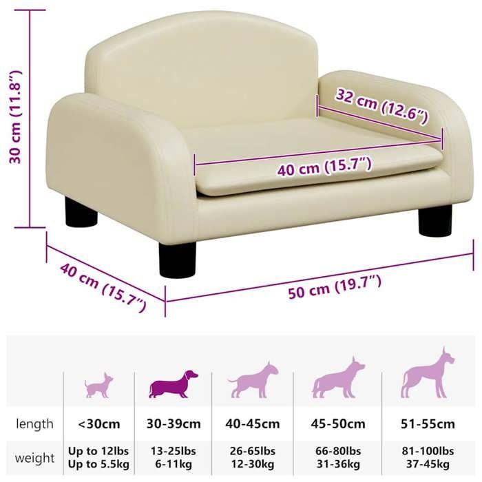 VidaXL Dog Bed, Pet Sofa with Wooden Frame, Basket for Puppies Indoor House, Cream 171977