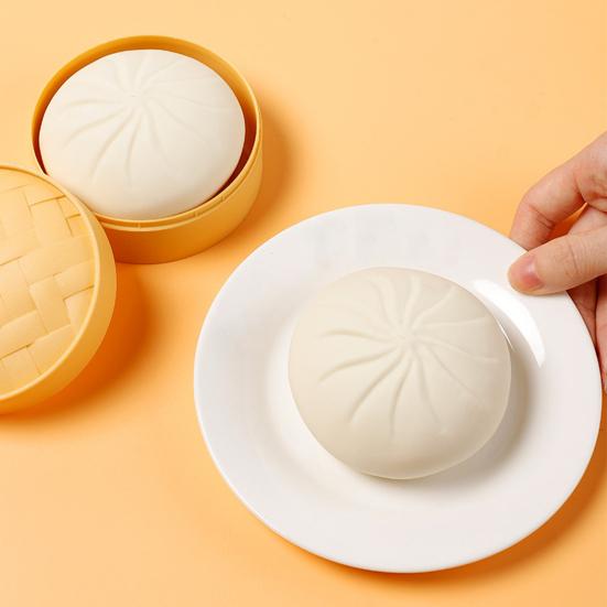 Bun Squeeze Toy with Steamer Anxiety Stress Relief Dough Ball Pinch Sensory Toy Kids Teens