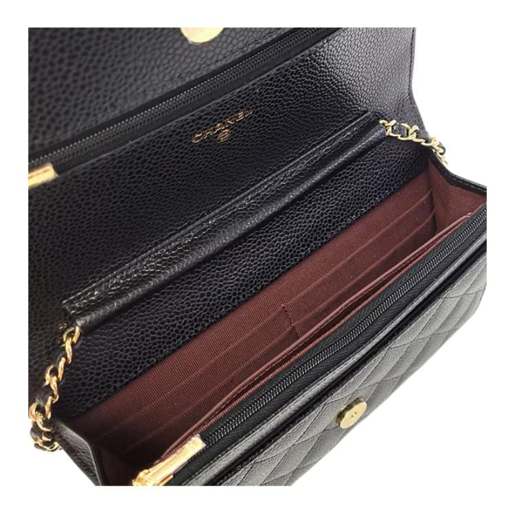 Chanel Wallet On Chain Quilted Caviar Gold-tone Black AP0250-Y01864-C3906
