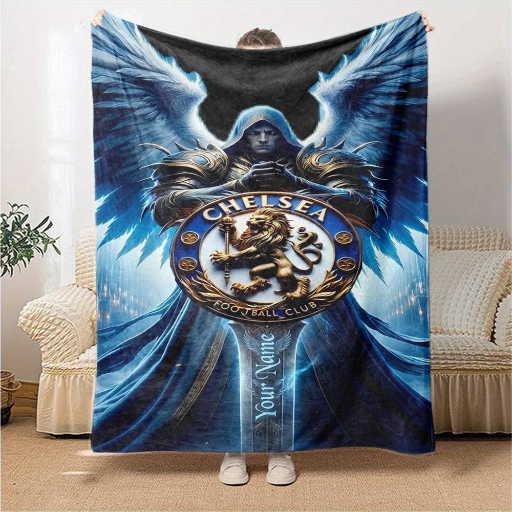 Chelsea Fc Football Player Personalized Text Blanket Cozy Customizable Blanket Warmthful Decor Versatile for Living Room Chair Sofa Nap