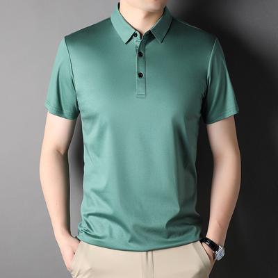 Zomer Jongens Halflange Mouw Moerbeizijde Revers Korte Mouw Poloshirt Casual Effen Kleur Korte Mouw Heren T-shirt