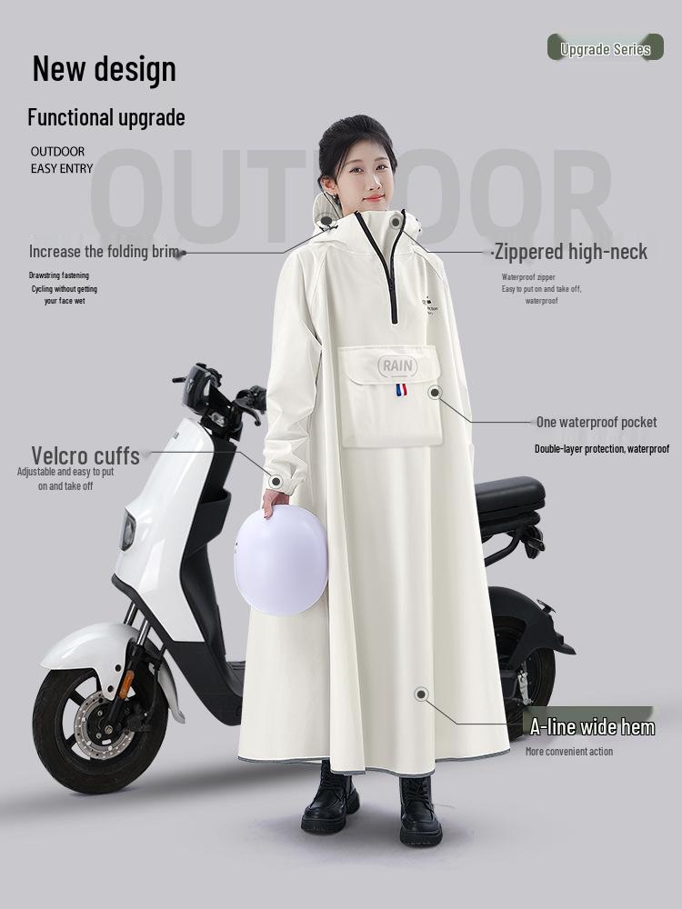 

Женский/Мужской Длинный Взрывозащищенный Дождевик для Электромобилей - Толстый, Закрывающий Все Тело, Пончо для Одиночного Водителя. XL белый