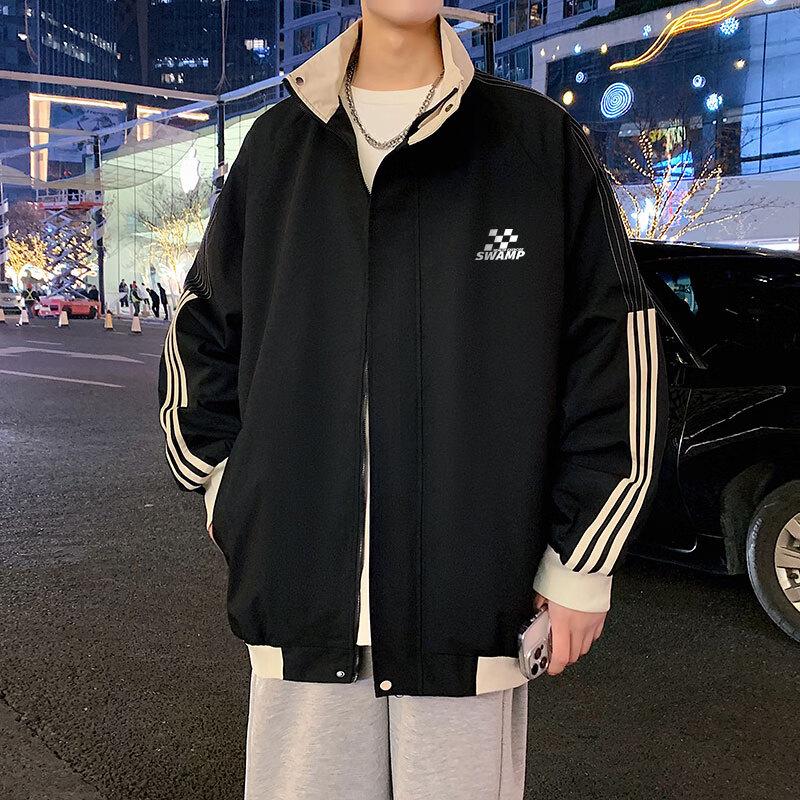 SWAMP AREA Unisex Retro Patchwork Baseball Workwear Jacket