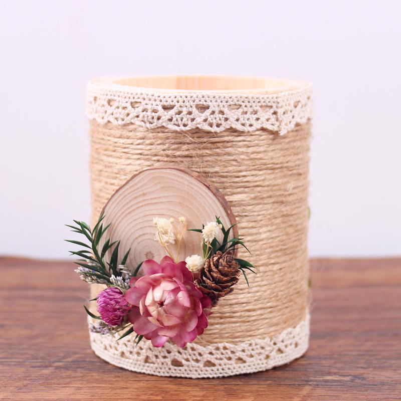 Handmade Jute Rope Pen Holder: DIY Material Kit for Flower Creation & Office Storage