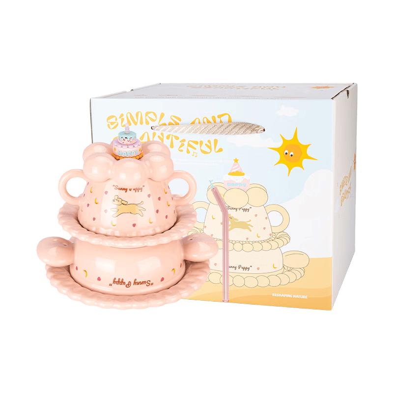 Cute Single Person Ceramic Dinnerware Gift Set Gift Box Set
