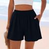 2026 European & American Summer Wide Casual Solid Color Fashion Shorts with Pockets