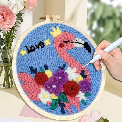 Punch Needle Embroidery Cartoon Cute Animals Package Rug Hooking Sewing Kit Punch Needle Kit Diy Embroidery Home Decor Craft