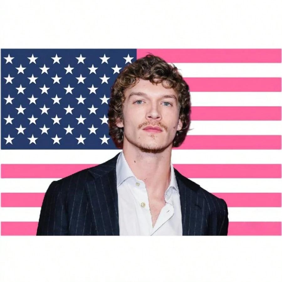 

Connor Storrie Pink American Flag Tapestry Heated Rivalry Themed Actor Poster Wall Hanging for Home Decor Aesthetic Room Art 74x94cm(29x37in)