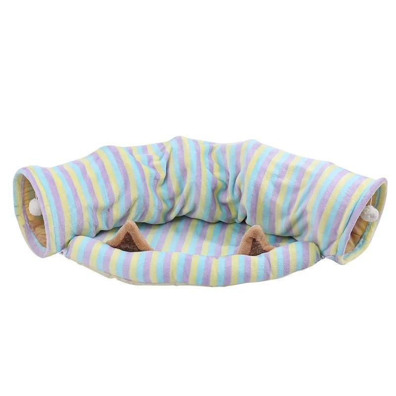 Interactive Cave Toy Multi Function Detachable Foldable Cat Banana Tunnel Bed with Cushion Mat for Pet