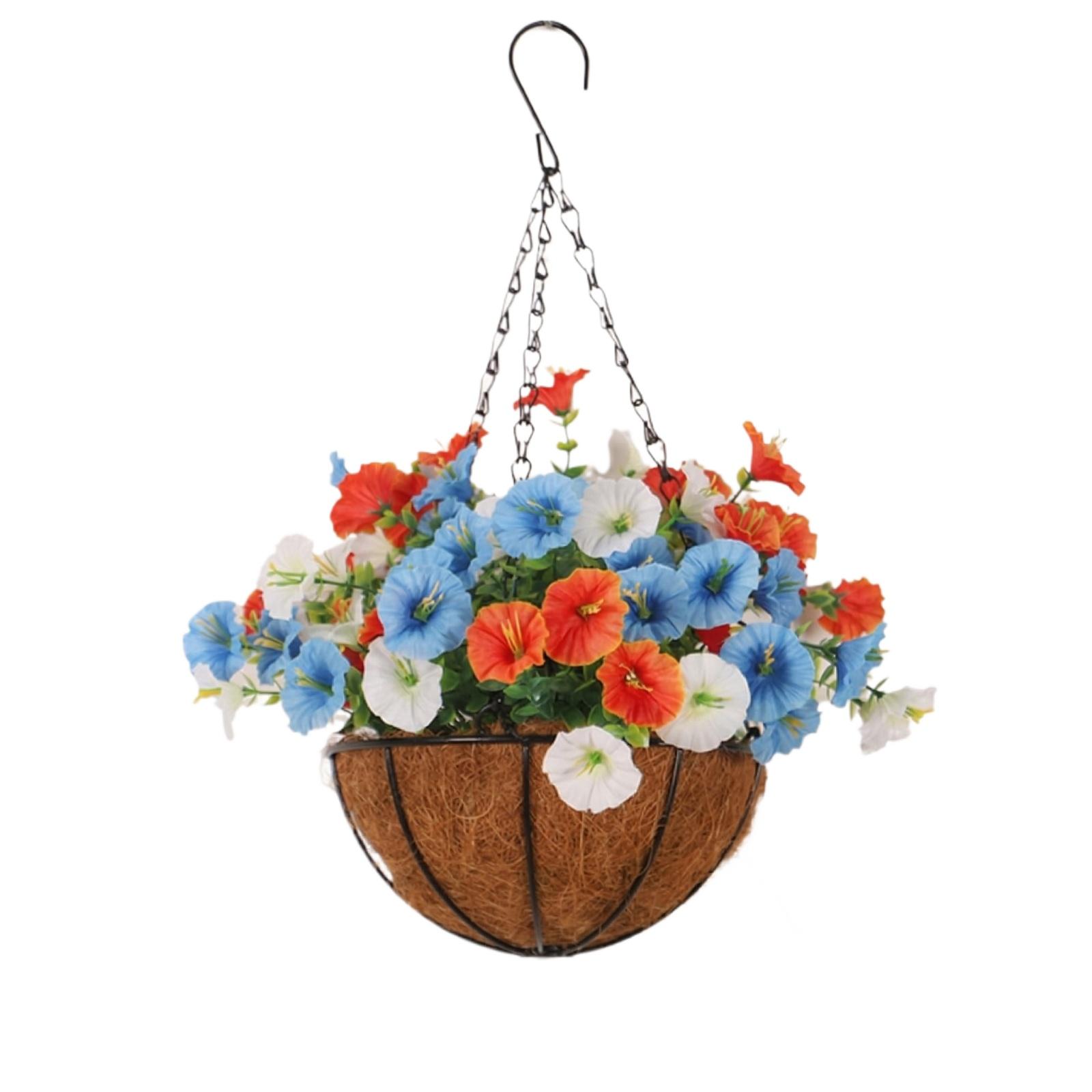 Spring Artificial Flower Hanging Basket, Morning , Hanging Basket, Flower Wreath, Home Flower Wrought Iron Hanging Pot Decoration