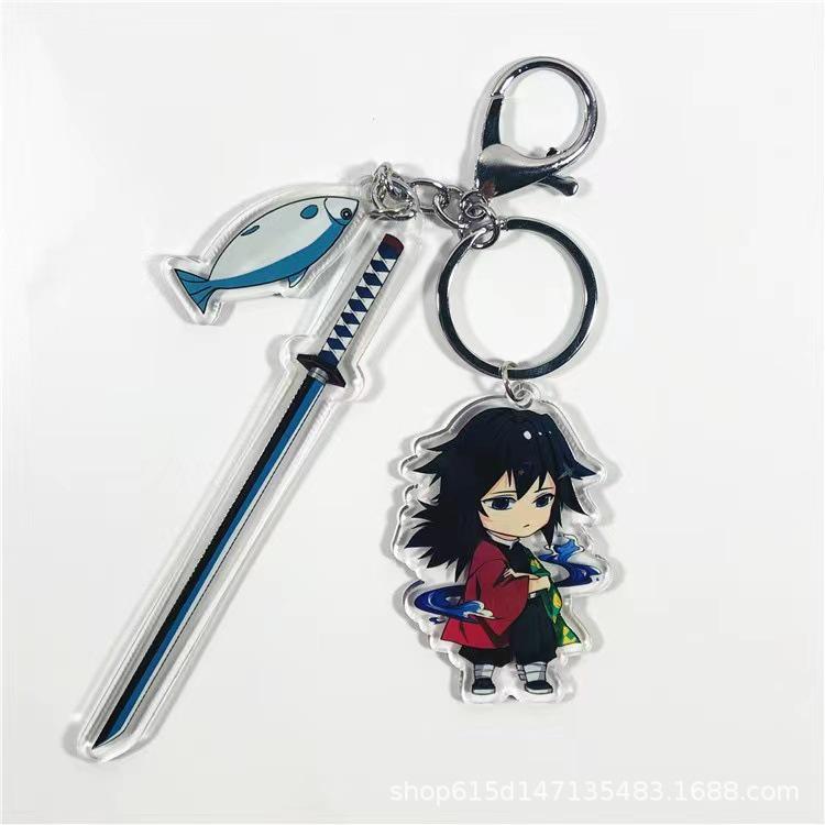 Demon Slayer Tanjiro, Zenitsu & Nezuko Acrylic Keychain with Knife and Plate Ornament