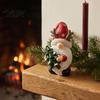 Decoraciones Impresas por Ambos Lados Figura de Gnomo Navideño, Tomte de Resina con Sombrero de Árbol y Adornos de Madera de Reno Astas, Decoración de Mesa Festiva