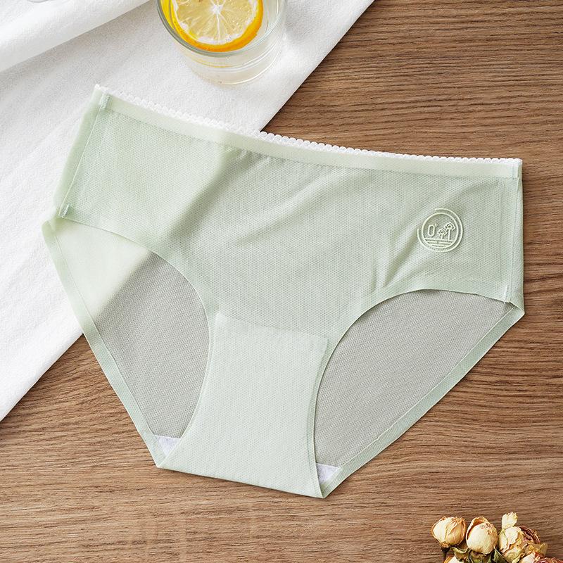 Summer Ultra-thin Ice Silk Seamless Women's Underwear Waist Waist and Hip Pants Antibacterial Pure Cotton Breathable Quick Drying Panties