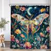 Vintage Butterfly Dragonfly Shower Curtain Flower Skull Mushroom Witch Magic Halloween Bath Decor Retro Polyester Bath Curtain