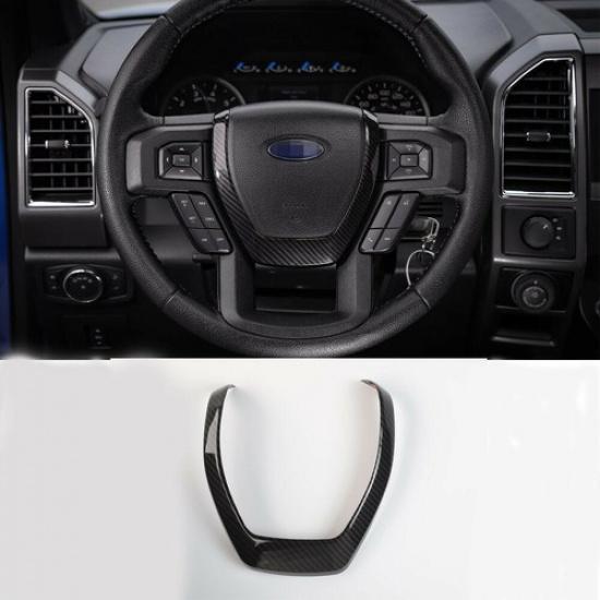 Carbon Fiber Steering Wheel Panel Cover Trim For Ford F150 2015-2020 Accessories