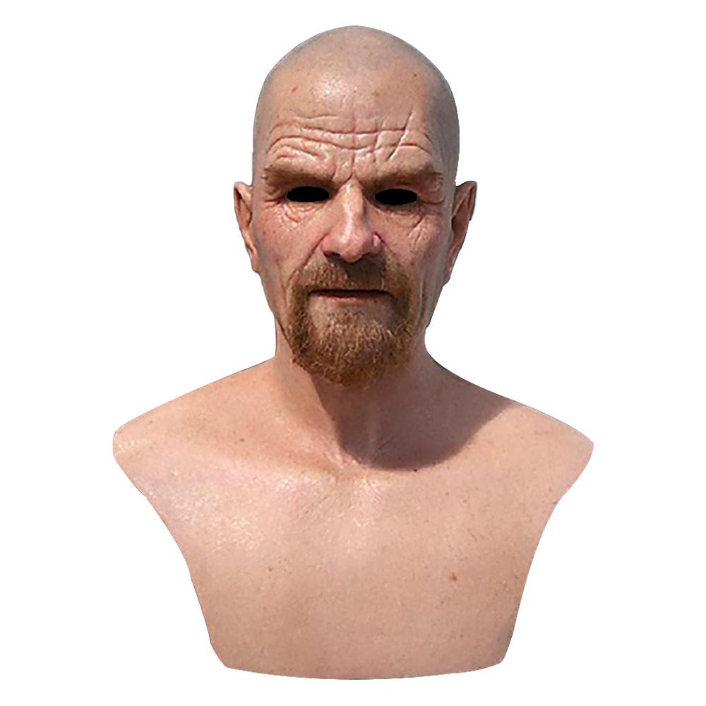 Halloween Latex Old Lady Bald Headgear Mask