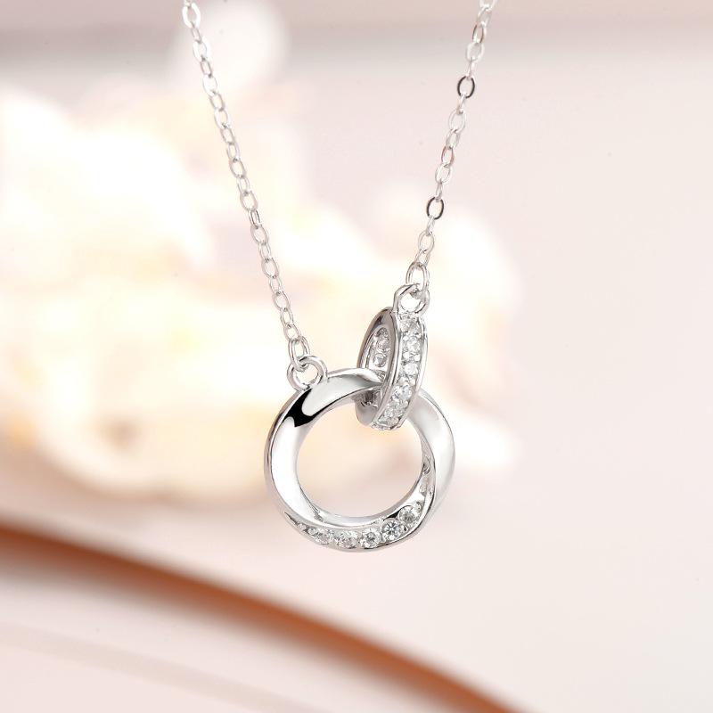 Mobius Ring Pendant S925 Sterling Silver Necklace for Women , Light Minimalist Jewelry , Daily Wear Fashion Trend 925 silver белый