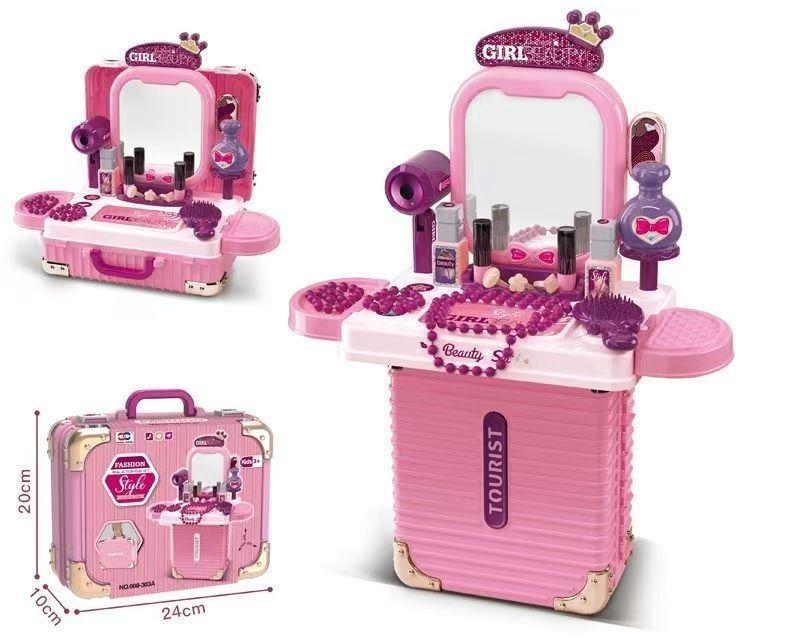 Xiongcheng Children's Playhouse Toy Set: Suitcase with Kitchen, Makeup, Medical Kit & Tableware - Perfect Birthday & Back-to-School Gift