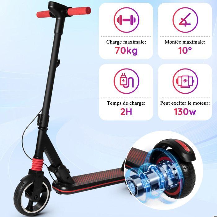 Trottinette Electrique Enfant ELSCOOT S3 Pliable - Léger Ultra Portable - écran LCD - 130W - 8 km - Pour 6 à 12 ans- Noir