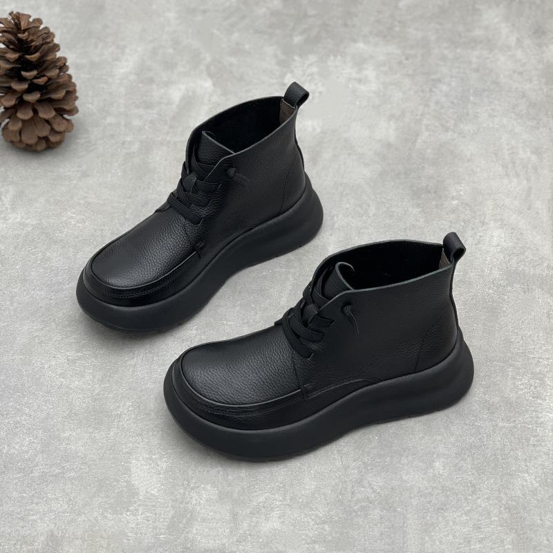 New Casual Women's Shoes: Thick-soled, Versatile Lace-up Ankle Boots
