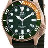 Men's Automatic Mechanical Watch 200 Meters Waterproof Swimming Luminous Calendar Watch Nylon Green Orange Mechanical Men RA-AC0K04E10B