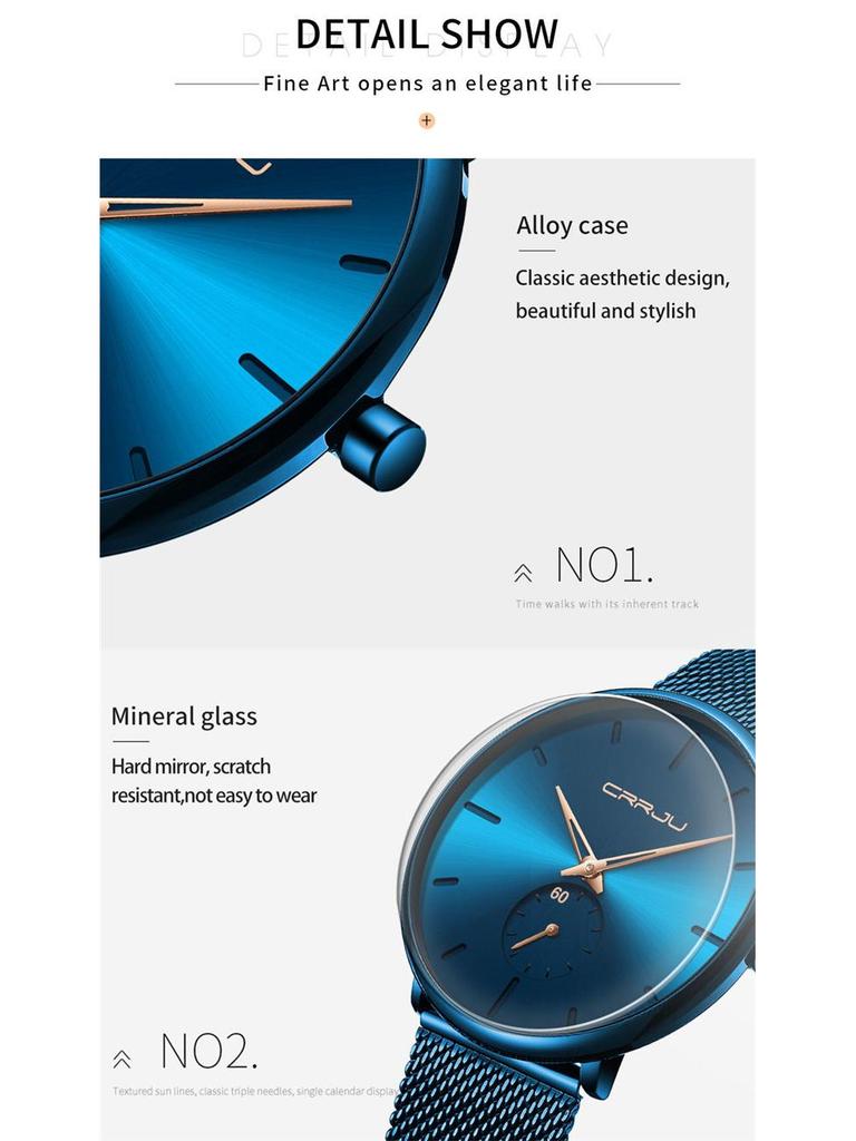 CRRJU 2150 Men's Casual Stylish Blue-Band Watch