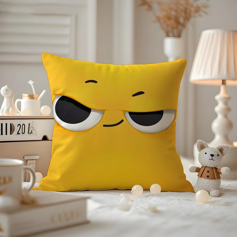 Cute Emotional Expressions Cushion Cover Anti-dustmite Pillowcase Invisible Zipper Silky Short Plush Sofa Cushion Cover