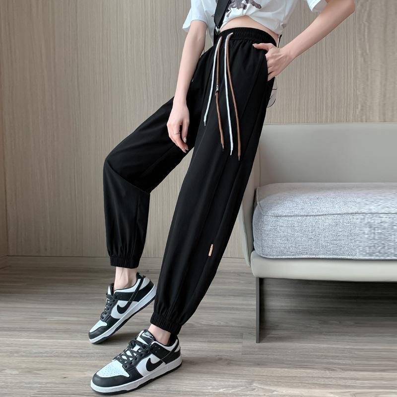 Summer Elastic Waist Quick-drying Casual Long Pants High Waist Thin Sunscreen Breathable Sweatpants