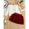 3-7Y Girls' Long-Sleeve T-Shirt + Skirt Children's Half-Skirt Spring/Fall Princess Tulle Skirt Long-Sleeve T-Shirt Puffy Skirt Set