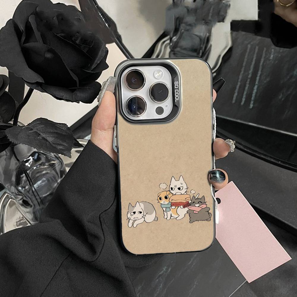 

Забавный чехол для телефона с кошачьей группой в стиле аниме для iPhone 17, 16, 15, 14, 13, 12, Pro MAX, белый матовый, ударопрочный iPhone17promax