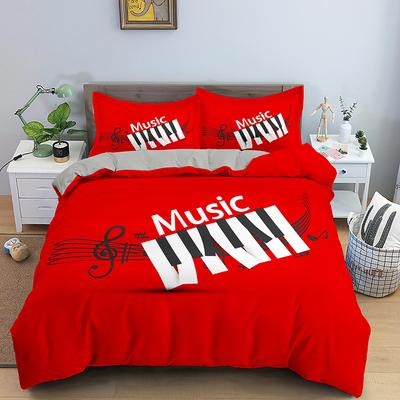 Music Duvet Cover Set 3D Print Music Note White Black Comforter Cover For Boys Girls Teens Polyester Bedding Set King Queen Size