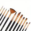 12 PCS Nylon Bristle Brush Set, Nylon Flat Brushes, Watercolor Brushes, Oil Paint, Artists, Amateur Acrylic Painting