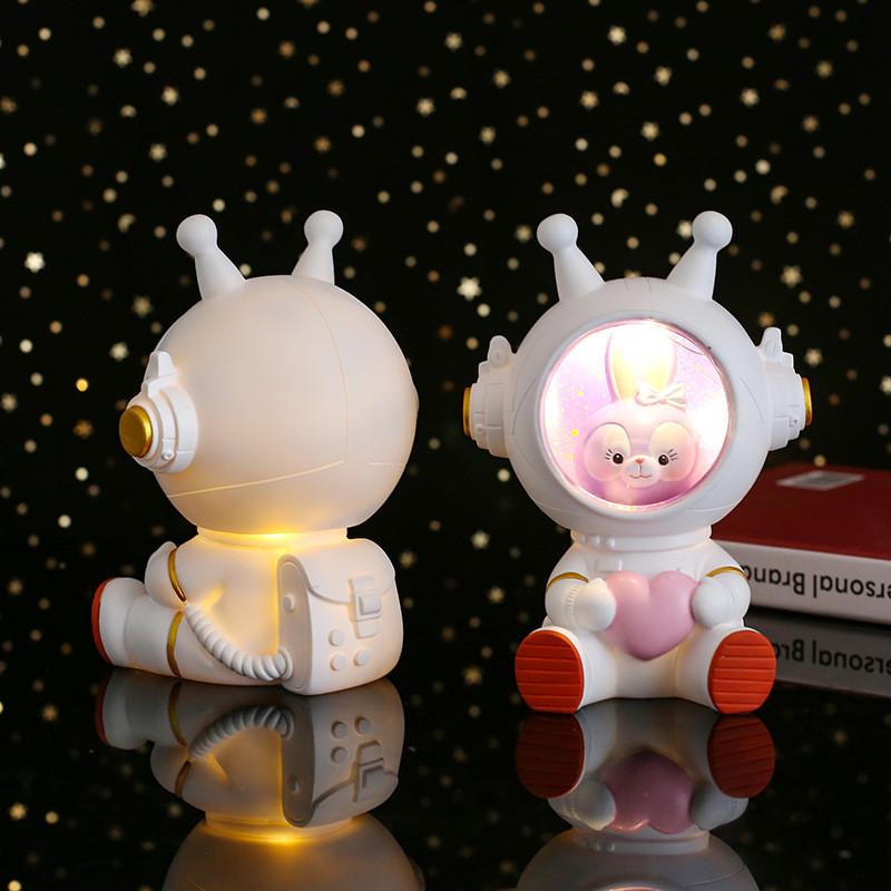 Cartoon Astronaut Space Animal Atmosphere Night Light Resin Figurine Gift For Girls Boys
