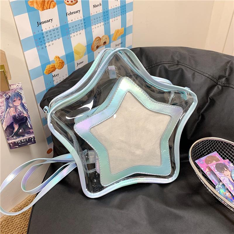 

2025 new fashionable sweet versatile large capacity shoulder oblique span bag pain bag backpack pentagram bag синій