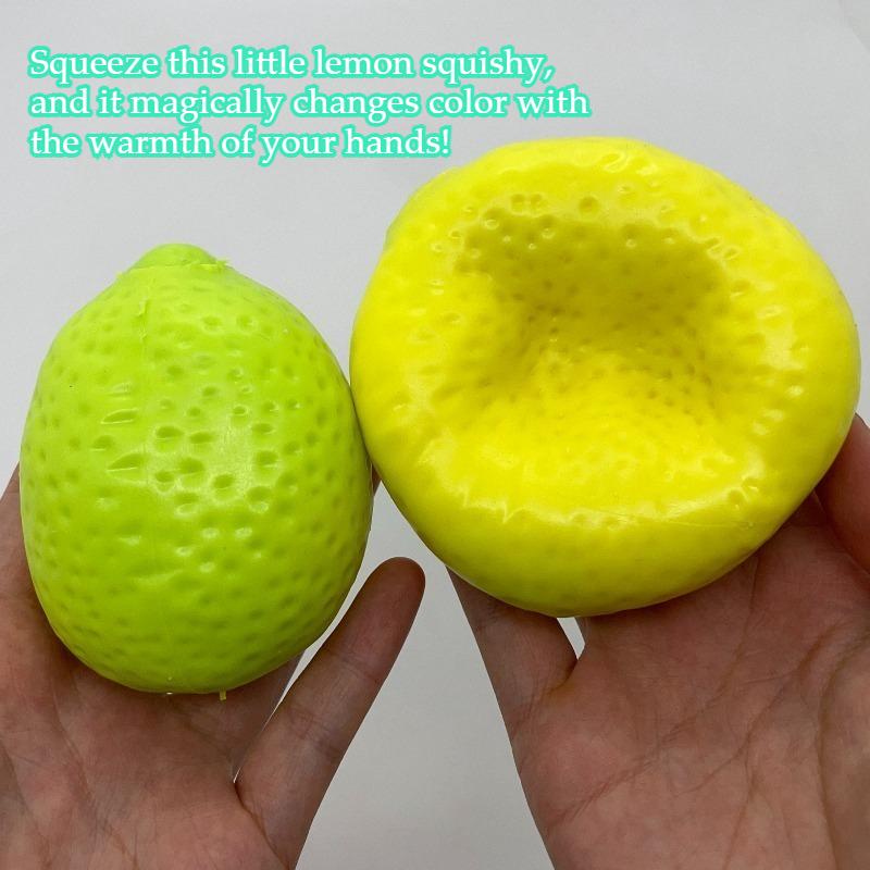 Křupavá Mačkací Citronová Antistresová Míček Hračka Křupavý Ručně Vyráběný Měnící Barvu Citronový Mačkací Fidget Míček ASMR Senzorická Hračka na Úlevu od Stresu
