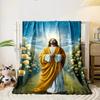 Jesus Yellow Roses Path Blanket  Printed Blanket for Living Room Bed Couch lunch break Soft Cozy Blanket for Friend's festival Gift