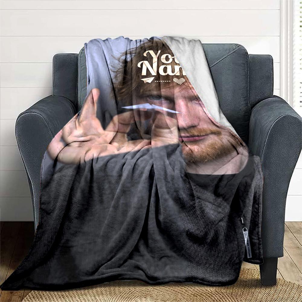 Sheeran Personalized Text Blanket Multi-purpose Customizable Blanket Soft Warm Cozy Great for Nap Picnics Bed Chair Ideal for All Seasons