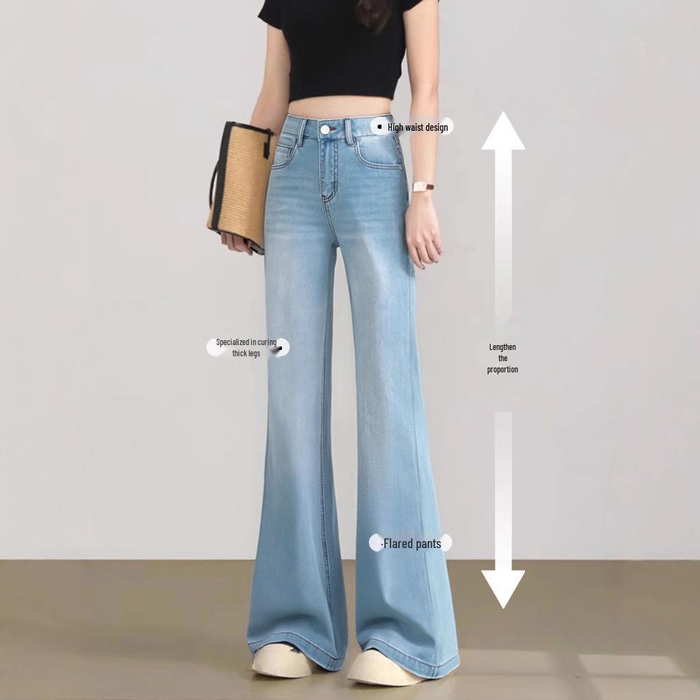 Summer Light Blue Flare Pants - Comfortable Stretch Slimming Denim Long Pants 532