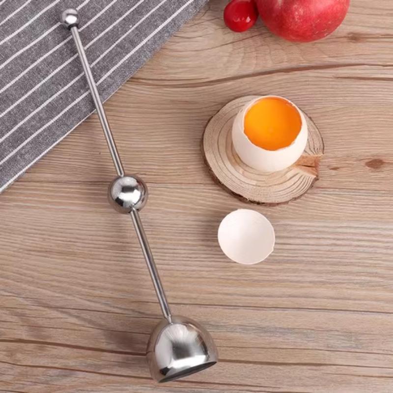 Stainless steel egg topper kitchen tool for removing cooked egg shells, precision eggshell opener breakfast gadget