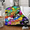 1pz Coperta Stampa Geometry Dash, Coperta Leggera per Divano, Letto - Morbida e Calda, Regalo per Tutte le Stagioni come Natale, Halloween