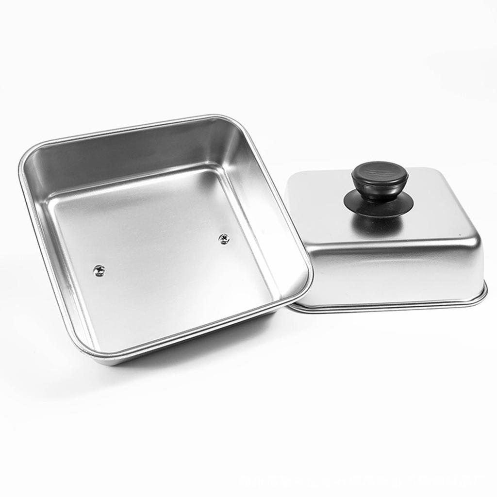 Stainless Steel BBQ Grill Lid With Ergonomic Handle Square Basting Cover Cheese Melting Dome For Indoor And Outdoor Use