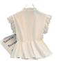 Fashion Flying Sleeve White Shirts Vintage Sleeveless Ruffled Lace Blouse for Woman Woman Elegant Casual Sweet Tops