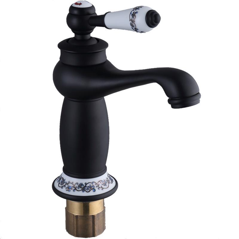 Evropská starožitná růžově zlatá a nefritová magická lampa umyvadlová baterie - Horká/studená směšovací