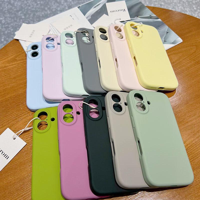 Hochwertige flüssige weiche Silikon-Telefonhülle für iPhone 16 15 14 12 13 Pro Max Plus Kameraschutz Stoßfeste Stoßstangenrückseite