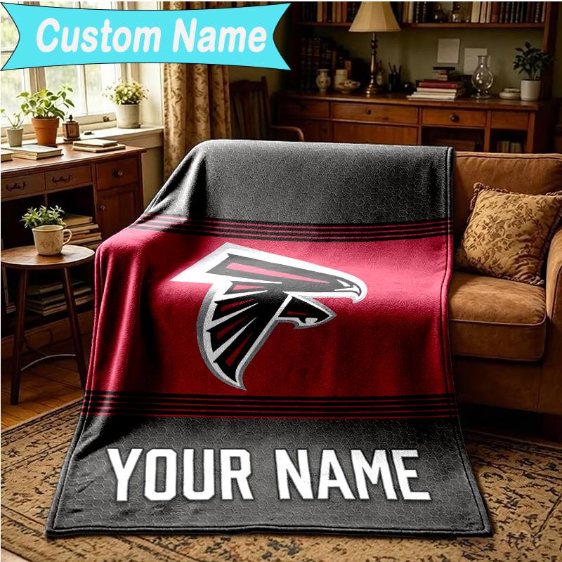 1PC Custom Name Blanket Atlanta-Falcons Rise Up Flannel blankets Patterns Throw Blanket All-Season Soft Gift for Couch, Bed, Camping, Birthday gifts