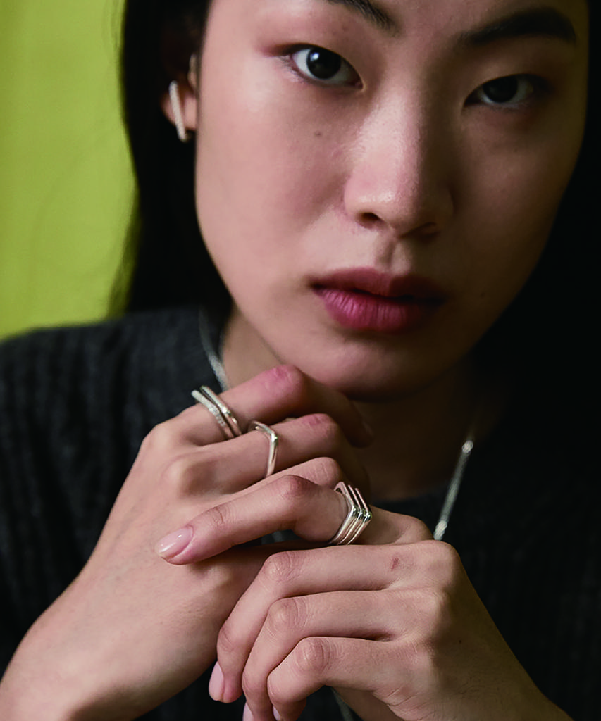 Grasse Matinee Triple Bar Ring Silver