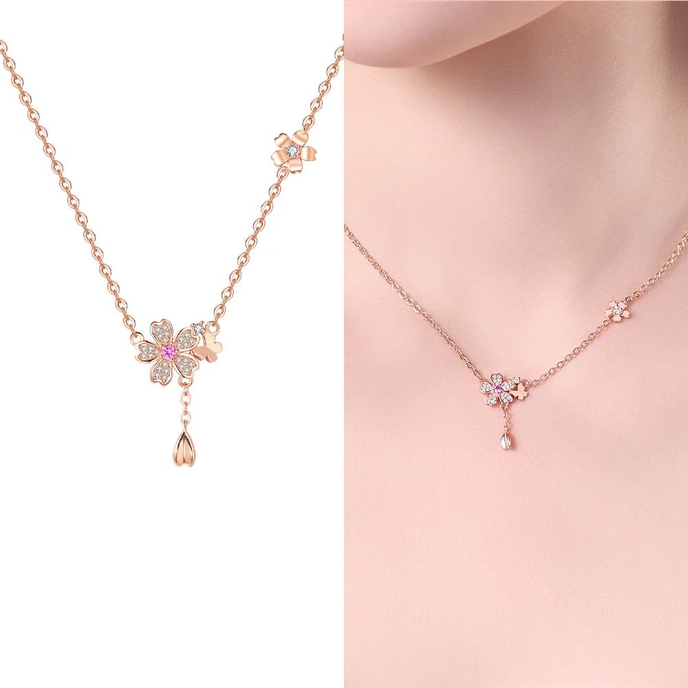 Authentic Purple Iris Flower Necklaces Sunflower Fourleaf Shamrock Pendant copper Necklaces Women Jewellery Fine Anniversary Gift