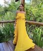 Women Summer Holiday Dress Orange Pleated Chiffon Long Formal Dresses Custom Made Ruffled Strapless Beach Party Dress U99Z