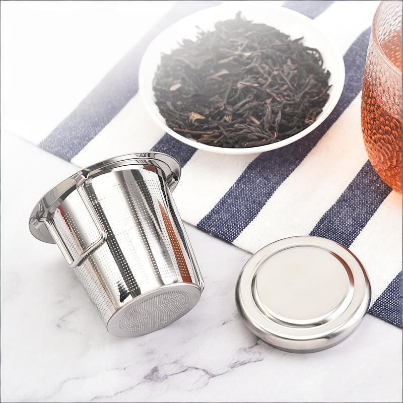 Nerezový síťovaný čajový sítko s víčkem Opakovaně použitelný sítko do hrnku Filtr na sypaný čaj a koření Pro čajové konvice, hrnky, šálky Na louhování čaje, kávy